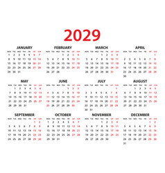 Calendar 2029 Year