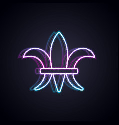 Glowing Neon Line Fleur De Lys Icon Isolated