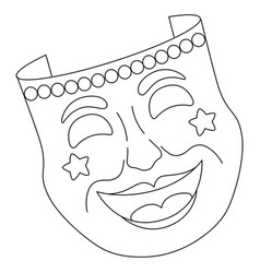 Mardi Gras Comedy Mask Isolated Coloring Page