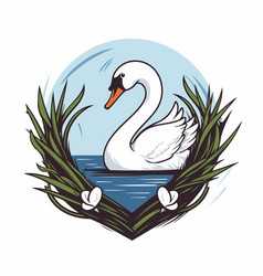 Swan And Grass In The Heart Of The Sea