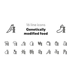 Genetically Modified Food Line Icon Set Gene