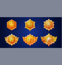 Gold Game Badge Rank Medal Ui Icon Set