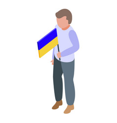 Kid Ukraine Flag Icon Isometric Children