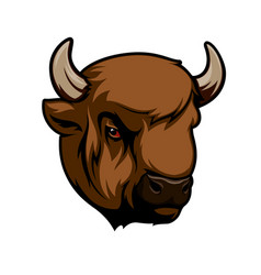 Buffalo Bison Animal Mascot Isolated Bull Head