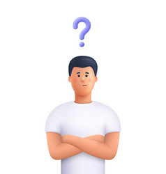 Confused Man Thinking With Crossed Arms Pose