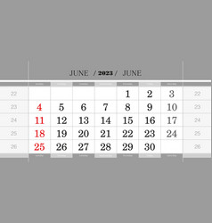 June 2023 Quarterly Calendar Block Wall Calendar