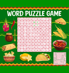 Mexican Food Word Search Puzzle Game Worksheet