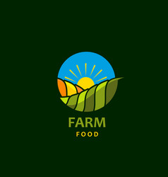 Agriculture Rural Farm Field Icon With Landscape