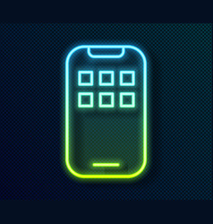 Glowing Neon Line Mobile Apps Icon Isolated On