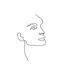 Hand drawn linear art woman face with Royalty Free Vector