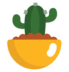 Saguaro Cactus In Pot On A White Background