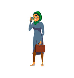 Tired Arab Woman Talking With Ceo On Phone Cartoon