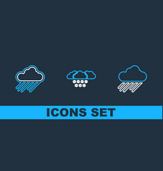 Set Line Cloud With Rain And Snow Icon