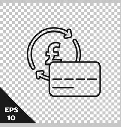 Black Line Credit Card Icon Isolated