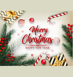 Christmas Background With Fir Tree Branches And De