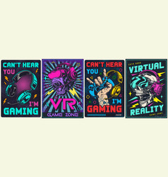 Game Zone Colorful Set Posters