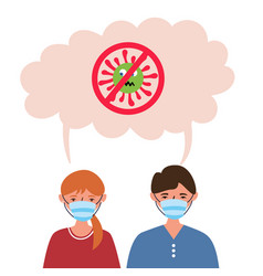 Girl And Guy In Medical Masks Against Coronavirus