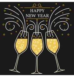 Happy New Year Greeting Card Eps10 Champagne Glas