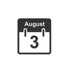 August 3 Calendar Icon Flat