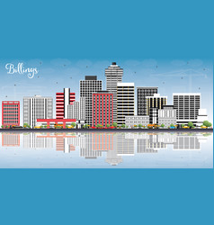 Billings Montana City Skyline With Color