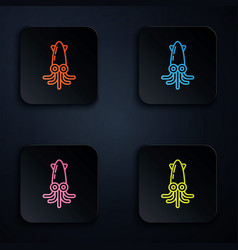 Color Neon Line Octopus Icon Isolated On Black