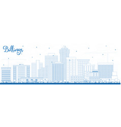 Outline Billings Montana City Skyline With Blue