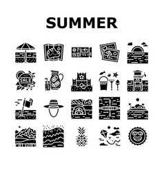 Summer Season Vacation Nature Icons Set