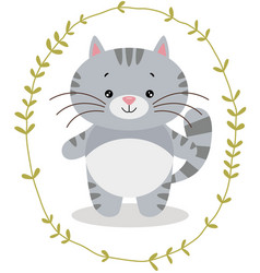 Cute Animal Inside An Oval Leaves Border