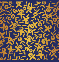 Gold Roses On Royal Blue Seamless Pattern