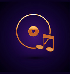 Gold Vinyl Disk Icon Isolated On Black Background