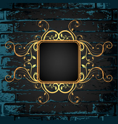 Ornamental Golden Frame Brick Wall