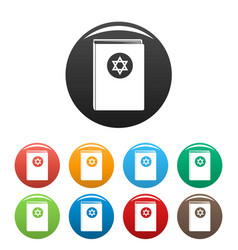 Torah Book Icons Set Color