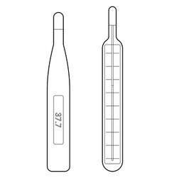 Hand Drawn Images Of Two Thermometers Mercury