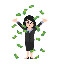 Business Woman Throwing Dollar Cash Money