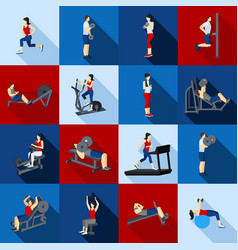 Gym Workout People Flat Set