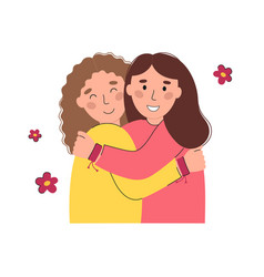 Two Girls Hugging In Friendship Bracelets