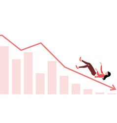 Woman Falling From Graph Business Character