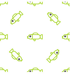 Line Puffer Fish Icon Isolated Seamless Pattern