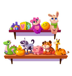 Kids Toys On Wooden Shelf Things For Child Playing