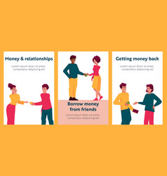 Money And Relations Cartoon Banners Friends