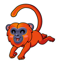 Cute Red Howler Monkey Cartoon Jumping