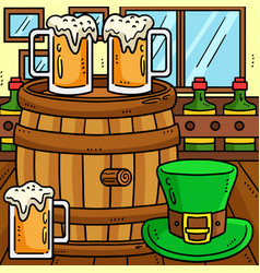 Saint Patricks Day Beer Barrel Colored Cartoon