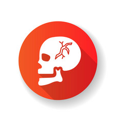 Skull Fracture Red Flat Design Long Shadow Glyph