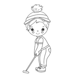 Black And White Little Girl Playing Golf