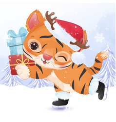 Cute Tiger For Christmas