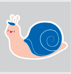 Doodle Snail Boy On A Gray Background Blue