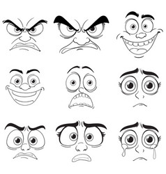 Nine Different Cartoon Facial Expressions