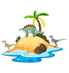 Scene With Dinosaurs On Island