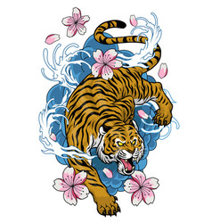 Vintage Japanese Style Of Tiger Design