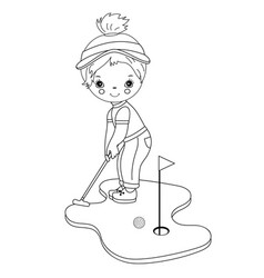 Black And White Little Girl Playing Golf